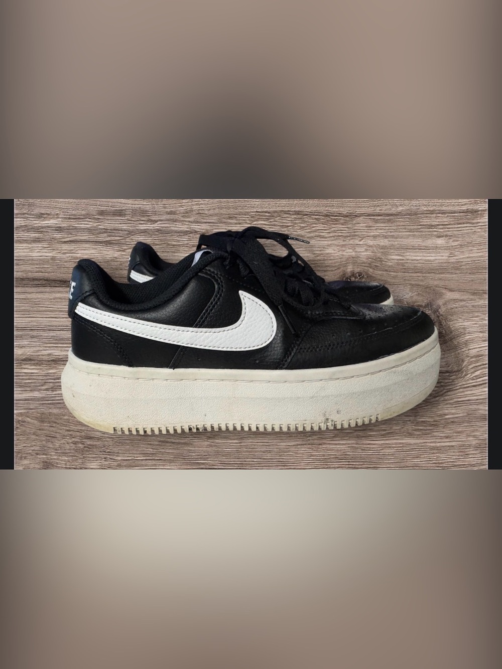 Nike Court Vision Alta Platform Casual Sneakers Black White' SZ 9
